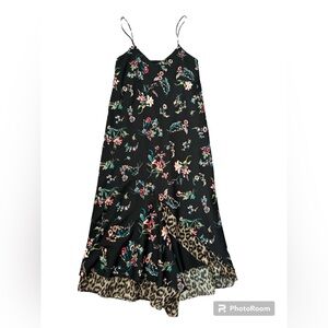 Sam Edelman Mixed Media Slip Dress Floral Cheetah Print Sleeveless Size 4